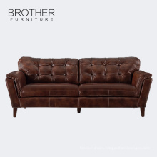 Living room luxury furniture germany style brown relax leather 3 seat sofa